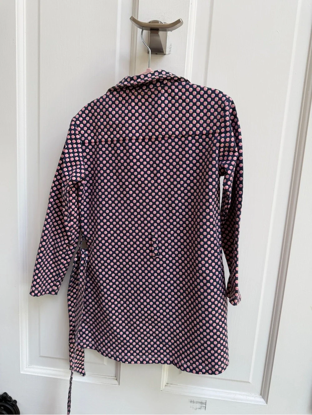 NWOT Toobydoo Girls 4 Long Sleeve Navy Shirt Dress with Pink Polka Dots
